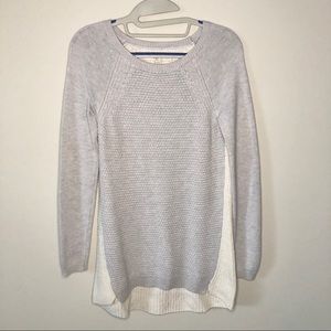 LOFT Color Block Textural Tunic Sweater Wool